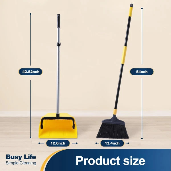Yocada Commercial Broom and Dustpan Set 2 Plus 1 Set with Comb Commercial Out...