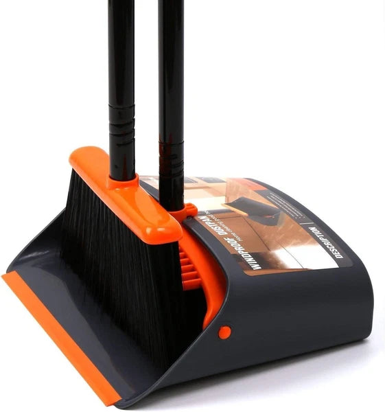 Efficient Cleaning Set: 132 cm Long Handle Broom & Dustpan with Pet Hair Removal