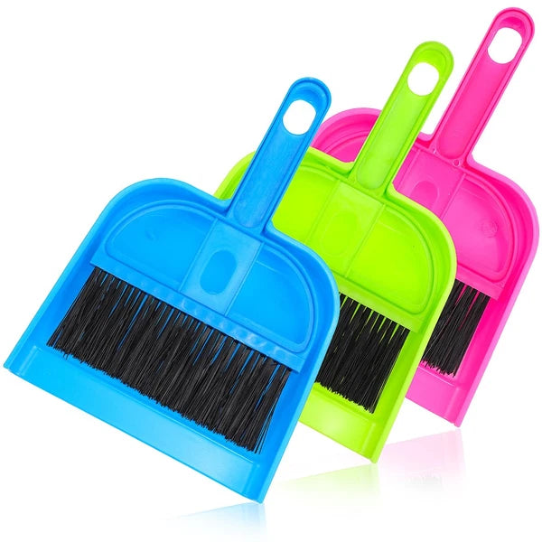 3 Sets of Mini Dustpans and Brooms Pet Cage Broom Dustpans Household Desktop