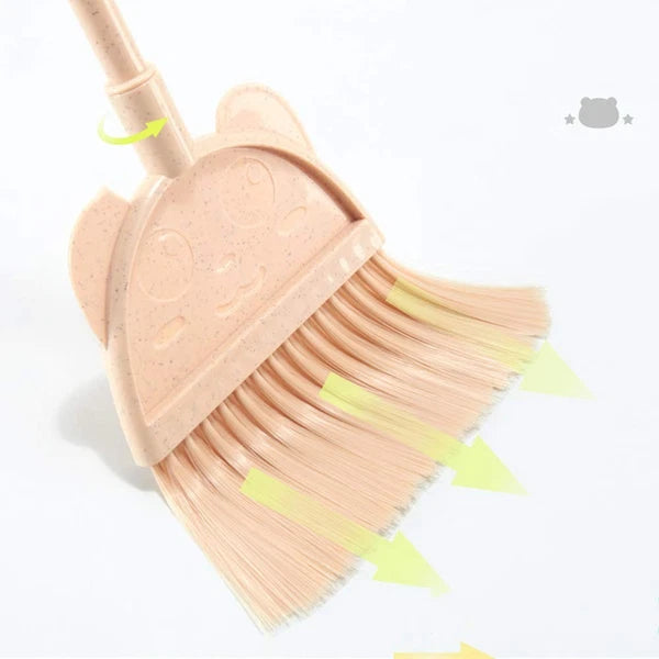 Mini Broom and Dustpan Set for Kids Little Housekeeping Helper Pink