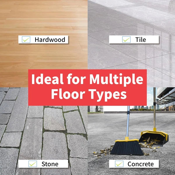 Tiumso Broom with Dustpan Combo Set, Brooms and Dustpans Sets with 51'' Long ...