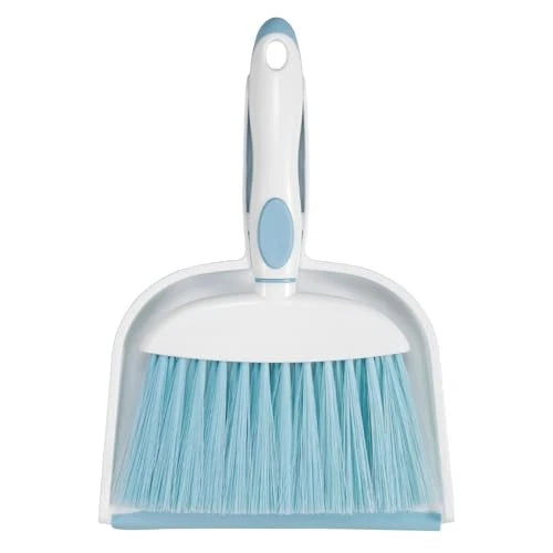 Small Dust Pan and Brush Set, Mini Broom and Dustpan Set Small Hand Broom Blue