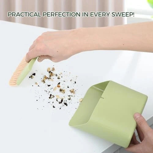 Small Broom and Dustpan Set, Portable Hand Whisk Broom Brush, Mini Hanging Gray