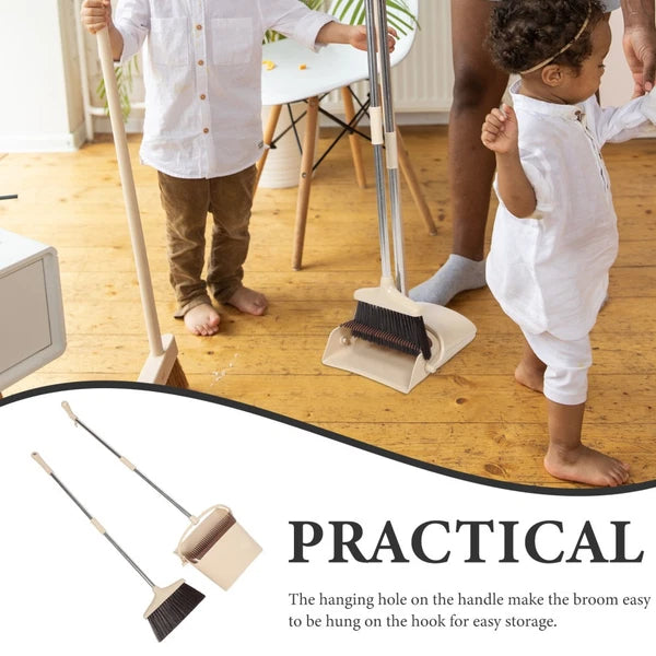 Broom Dustpan Set Washable Duster and Office Plastic Floor Sweeper