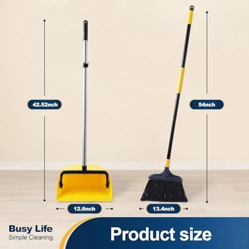 Commercial Broom and Dustpan Set 2 Plus 1 Set with Comb Commercial Outdoor