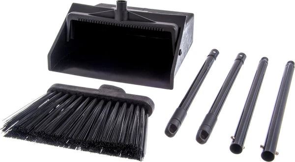 Carlisle Duo-Pan Upright Dustpan & Broom Set for Floor Cleaning - Black