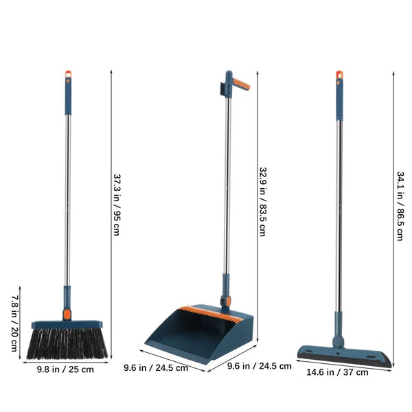 Stand up Broom Cleaning Mop Push Folding Set Floor 3 Piece Child