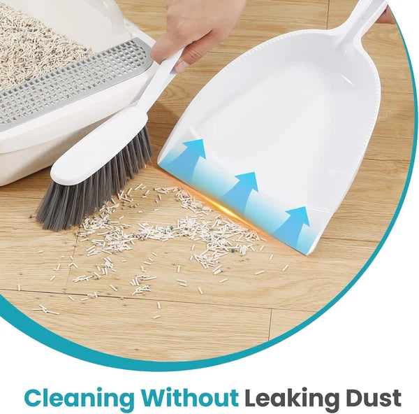 Dustpan and Brush Set for pet, Handheld Broom White