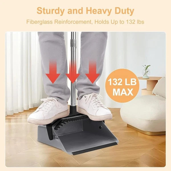 Adjustable Long Handle Broom Dustpan Set Ergonomic Easy Clean Pet Hair New