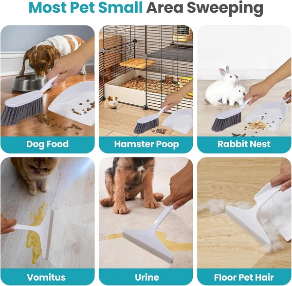 Dustpan and Brush Set for pet, Handheld Broom White