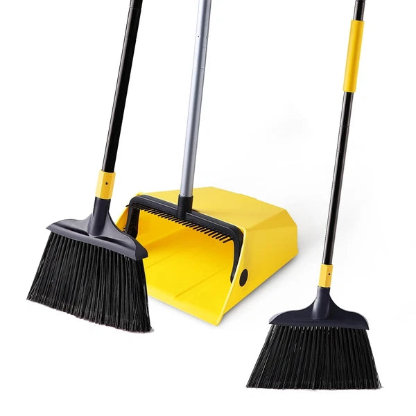 Yocada Commercial Broom and Dustpan Set 2 Plus 1 Set with Comb Commercial Out...