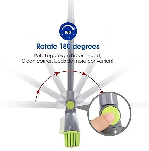 Adjustable Rubber Push Broom and Dustpan Set,Self Cleaning Indoor Outdoor Ang...