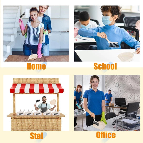 18 Pack Mini Dustpan and Brush Set Beige Plastic Dust Pans with Brush Small Broo