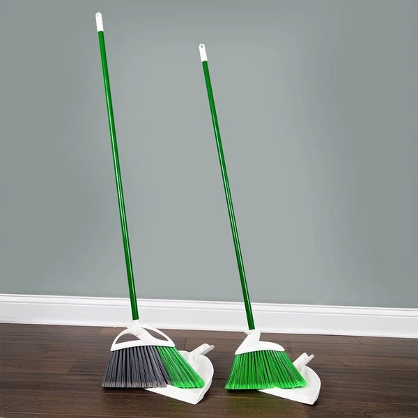 Angle Broom Dustpan Set Indoor Outdoor Cleaning Tools 2 Brooms 2 Dustpans New