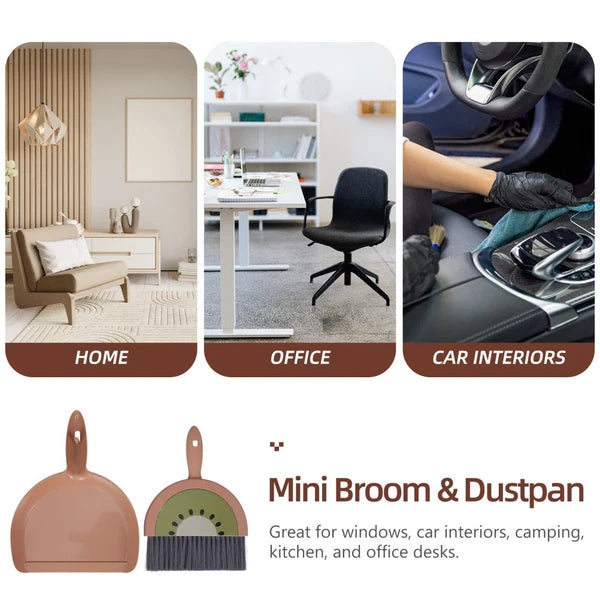 Mini Broom Set Dad Office Brooms for Sweeping Indoor Dustpan and