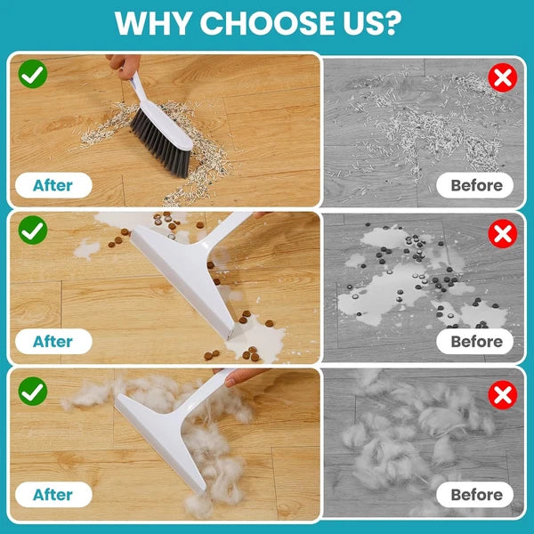 Dustpan and Brush Set for pet, Handheld Broom White