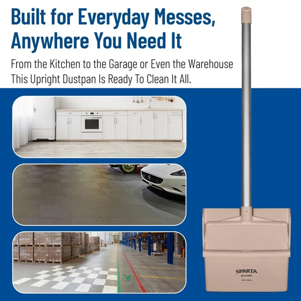 SPARTA Upright Dustpan with Aluminum Handle Serrated Edge for Broom Combing S...