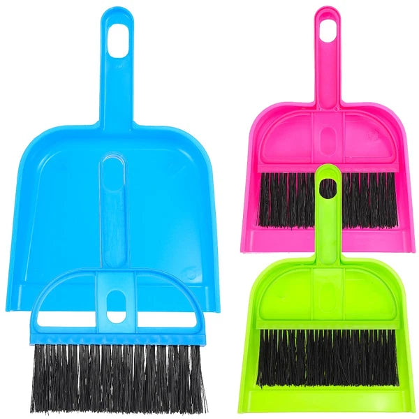 3 Sets of Mini Dustpans and Brooms Pet Cage Broom Dustpans Household Desktop