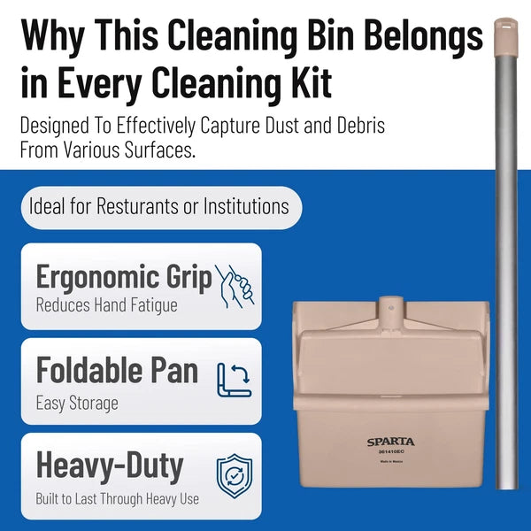 SPARTA Upright Dustpan with Aluminum Handle Serrated Edge for Broom Combing S...