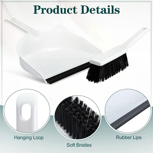 2 Pcs Mini Dustpan and Brush Set, Small Broom and Dustpan Set Small Cleaning ...