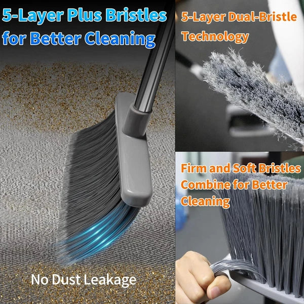 Broom with Dustpan Combo Set and Dust Pan Black&grey