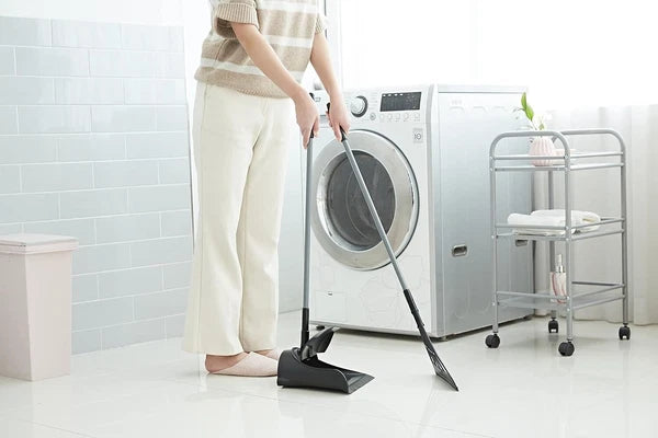 Versatile Silicone Broom and Dustpan Set with One-Click Open for Quick Cleanups