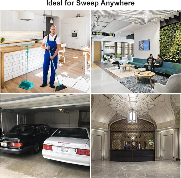 Upgrade Broom w/ Dustpan Combo Set,Broom & Dustpan Set w/ 51'' Long Handle-Large