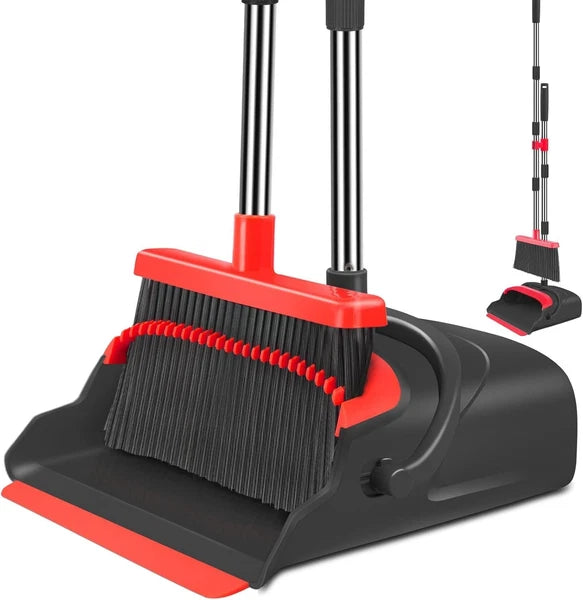 Broom and Dustpan Set, Long Handle Sweep Combo for Home Office Kitchen Lobby ...