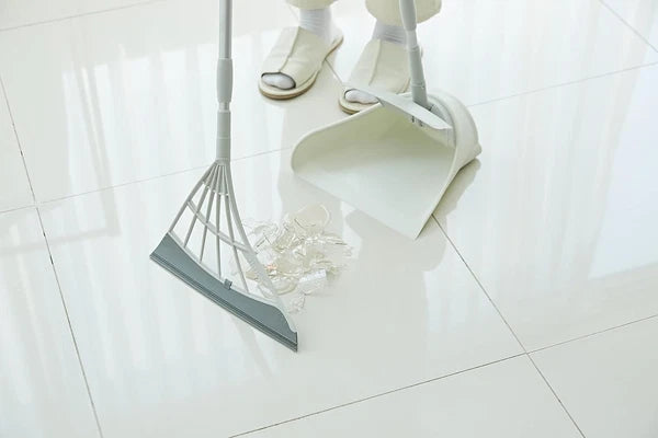 Versatile Silicone Broom and Dustpan Set with One-Click Open for Quick Cleanups