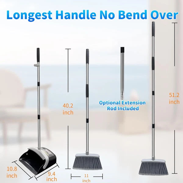 Broom with Dustpan Combo Set and Dust Pan Black&grey