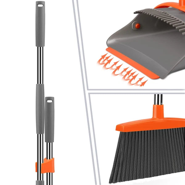 Broom and Dustpan Set for Home and Office Long Handle Indoor Outdoor