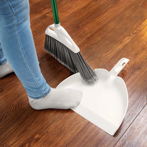 Angle Broom Dustpan Set Indoor Outdoor Cleaning Tools 2 Brooms 2 Dustpans New