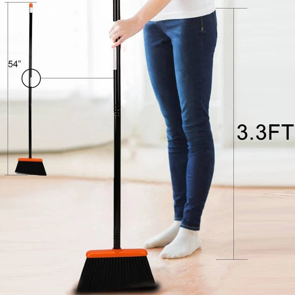 TreeLen Broom and Dustpan Set with 52" Long Handle for Home Kitchen Room Offi...