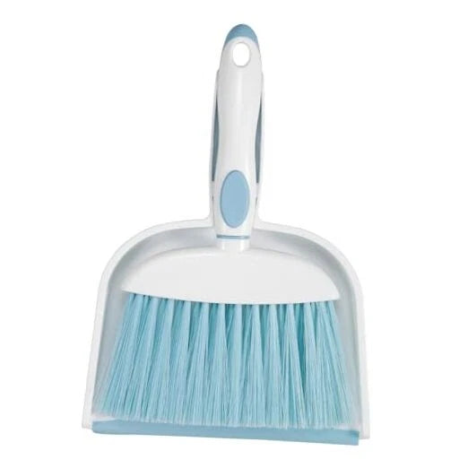 Small Dust Pan and Brush Set, Mini Broom and Dustpan Set Small Hand Broom Blue