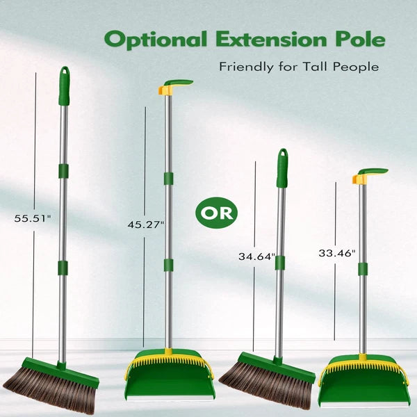 FVSA 51.2 Inches Long Handle Broom and Dustpan Set for Home, Broom and Dustpan C