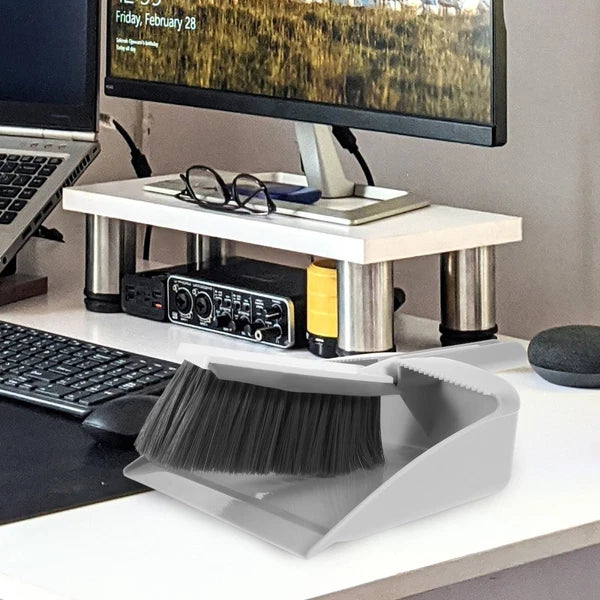 Mini Dustpan Broom Set Desktop and Brush Plastic with Small Hand