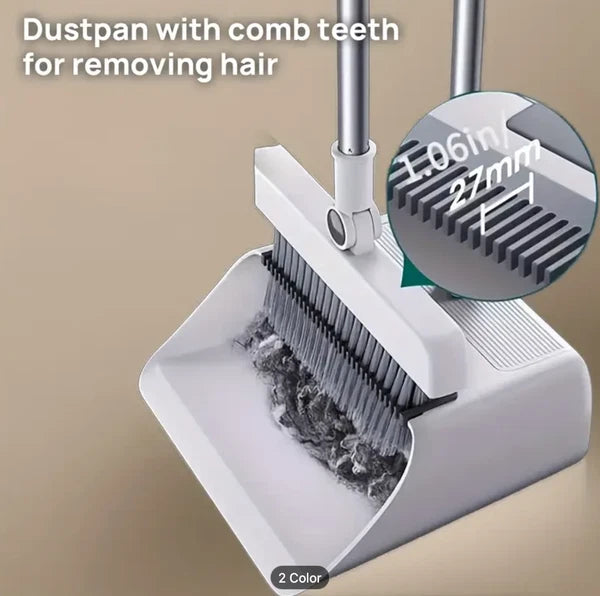 Broom and Dustpan Set, Adjustable Stainless Steel Office & Home Clean Tool