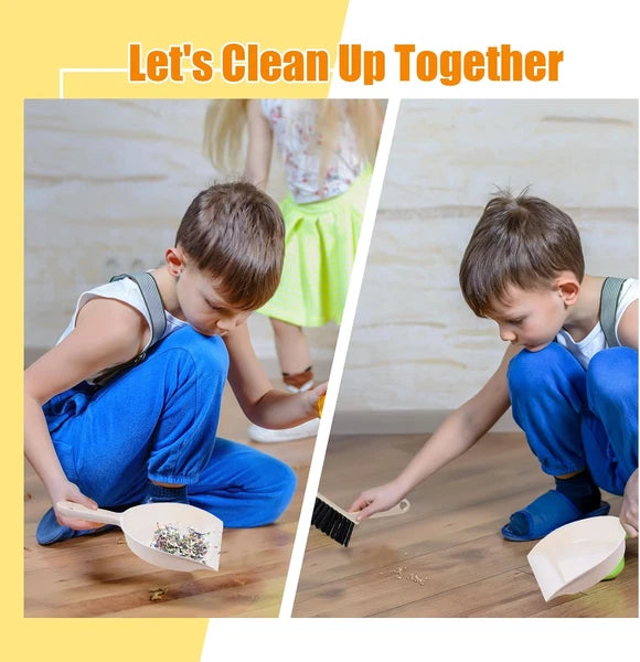 18 Pack Mini Dustpan and Brush Set Beige Plastic Dust Pans with Brush Small Broo