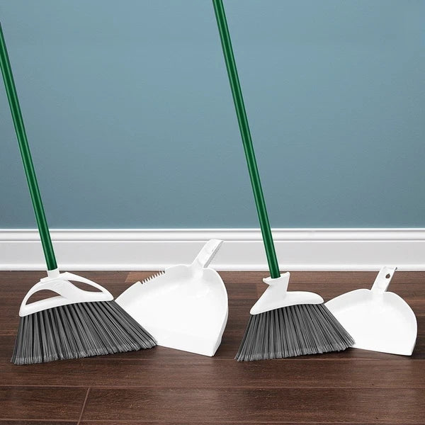 Angle Broom Dustpan Set Indoor Outdoor Cleaning Tools 2 Brooms 2 Dustpans New